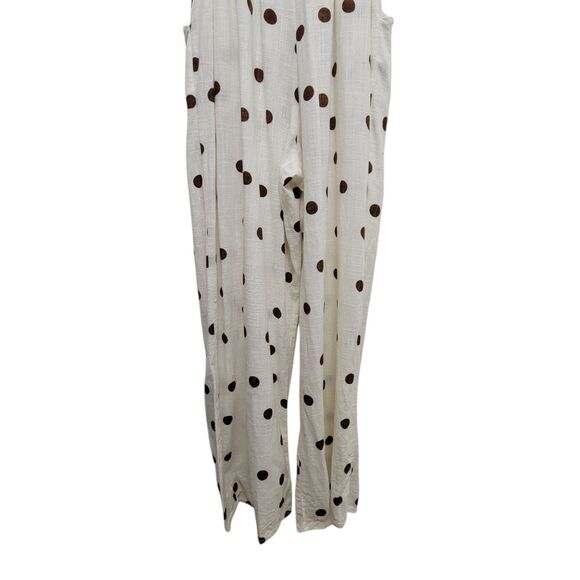 Monteau Semi Sheer Linen Blend Brown V-Neckline Polka Dot Crop Jumper Size XS - Picture 6 of 12